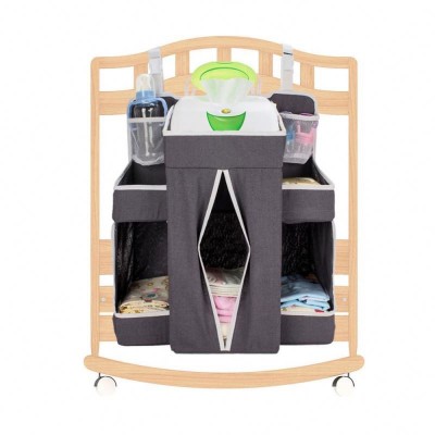 Baby Large Diaper Nursery Hanging Organizer - Changing Table Organizer Diaper Caddy Storage Fits any Size Rails(dark grey)